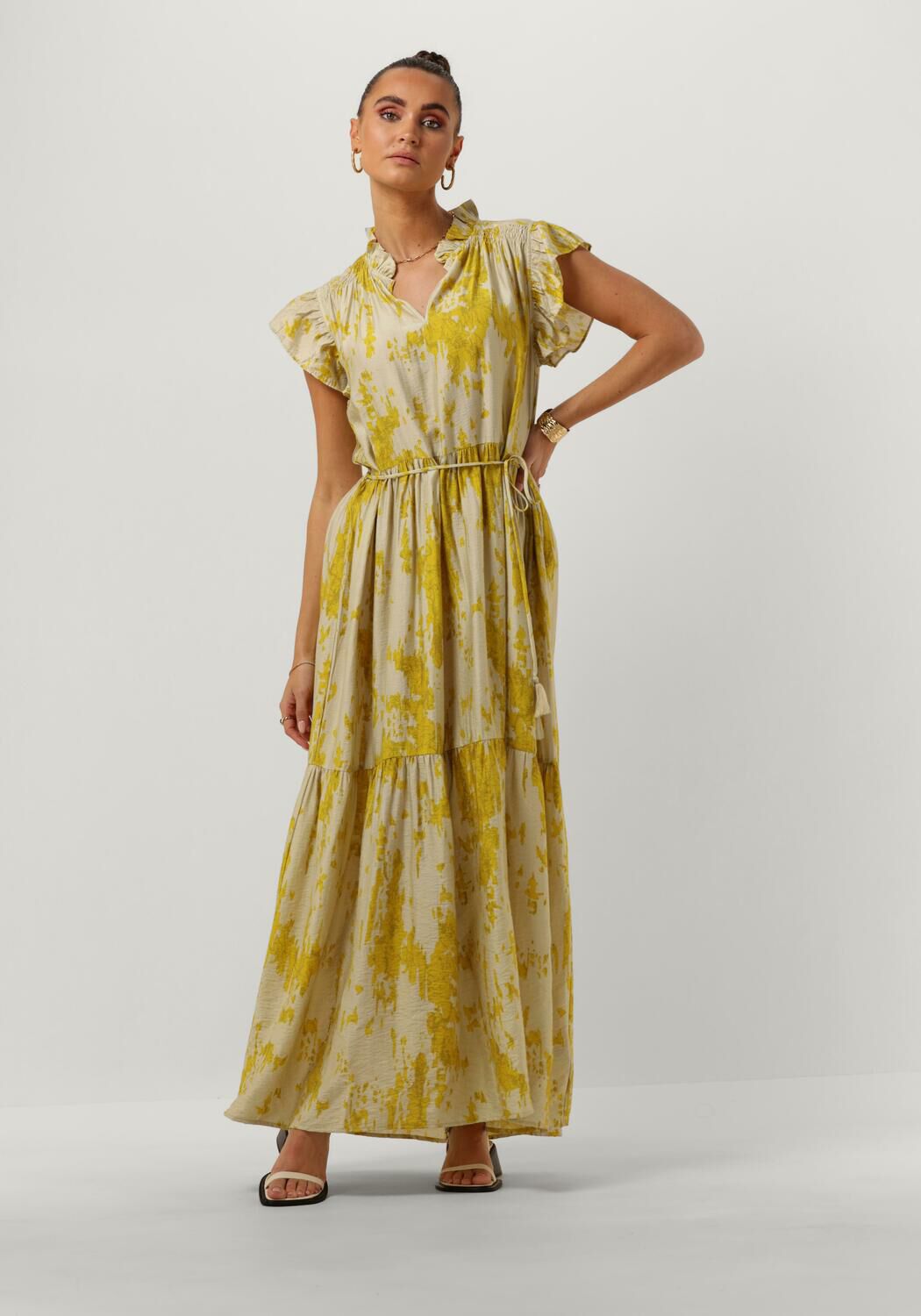 Lime CIRCLE OF TRUST Maxi jurk SOPHIA DRESS Omoda