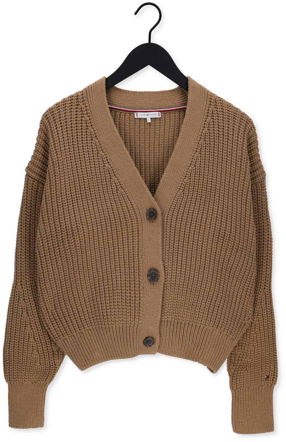 TOMMY HILFIGER Gilet ORG COTTON BUTTON V-NK CARDIGAN en camel