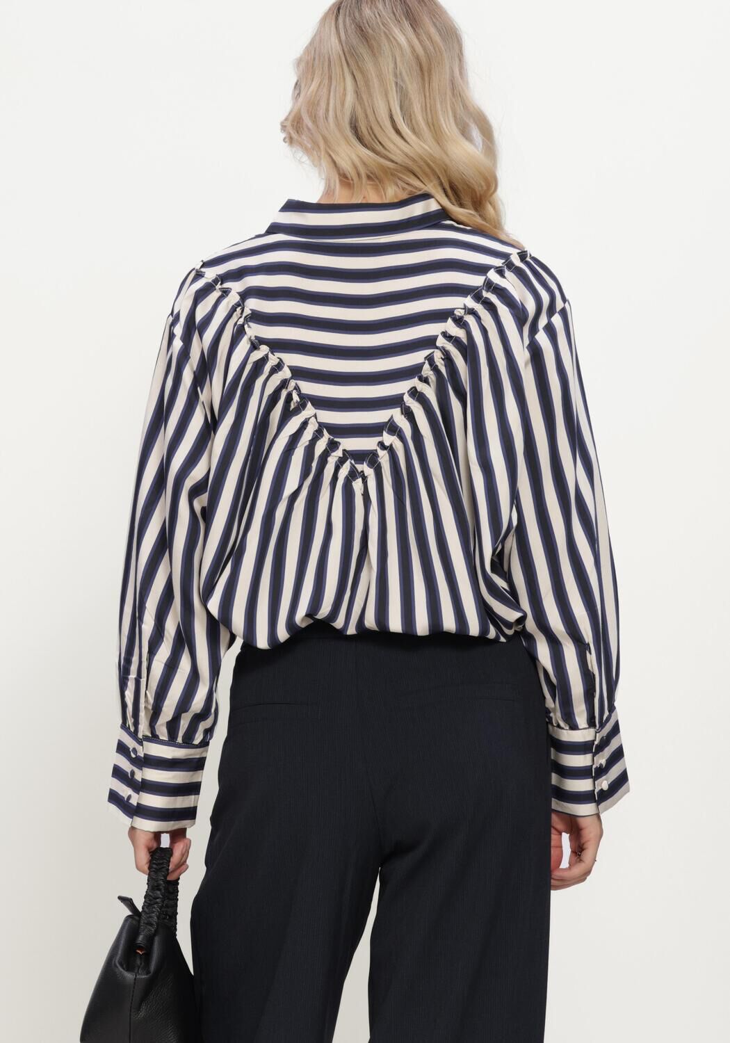 Blauwe SUMMUM  BLOUSE STRIPE SATIN - large