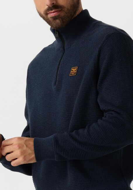 PME LEGEND Pull HALF ZIP COLLAR COTTON MOULINE Bleu foncé - large