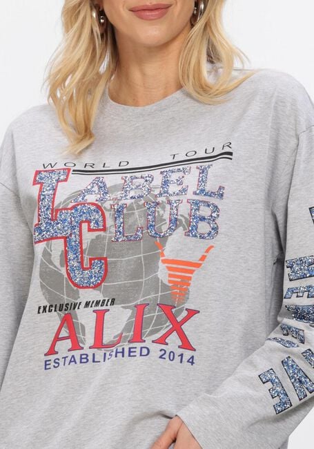 ALIX THE LABEL Haut LADIES KNITTED FANCY PRINT LONGSLEEVE T-SHIRT Gris clair - large