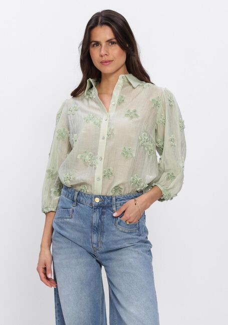 JANSEN AMSTERDAM ROOS BLOUSE 3DF1 778 3/4 PUFFED SLEEVE 3D FLOWERS Blouses Menthe - large