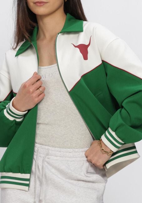 ALIX THE LABEL Jack LADIES WOVEN COLOURBLOCKING BOMBER en vert - large