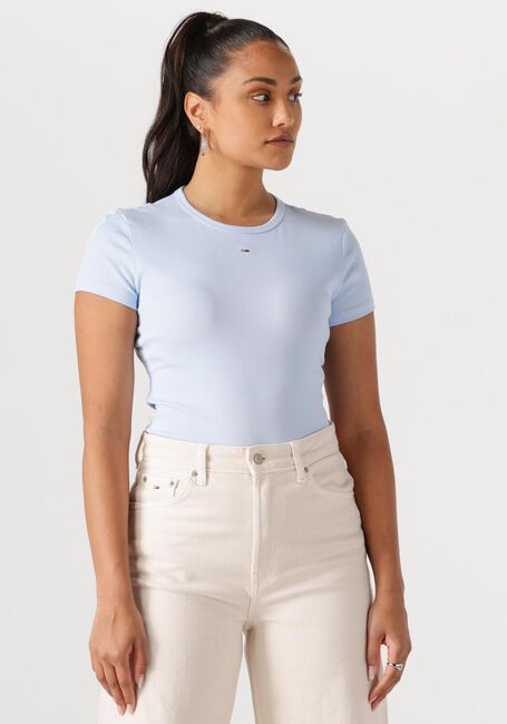TOMMY JEANS T-shirt TJW SLIM ESSENTIAL RIB SS EXT Bleu clair - large