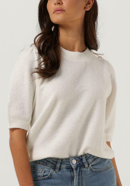 CC HEART Pull ELSA DIAMOND KNIT BLOUSE, SHORT SLEEVES Écru - large