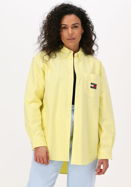 Gele TOMMY JEANS  TJW BADGE BOYFRIEND SHIRT - large