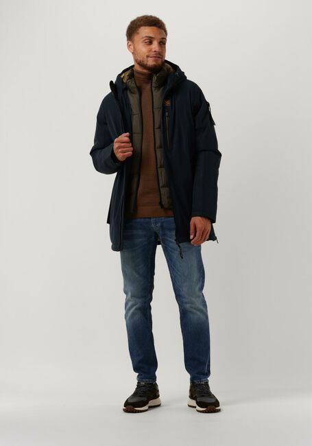 PME LEGEND Parkas LONG JACKET KEYLAND HIGH TWILL en bleu - large
