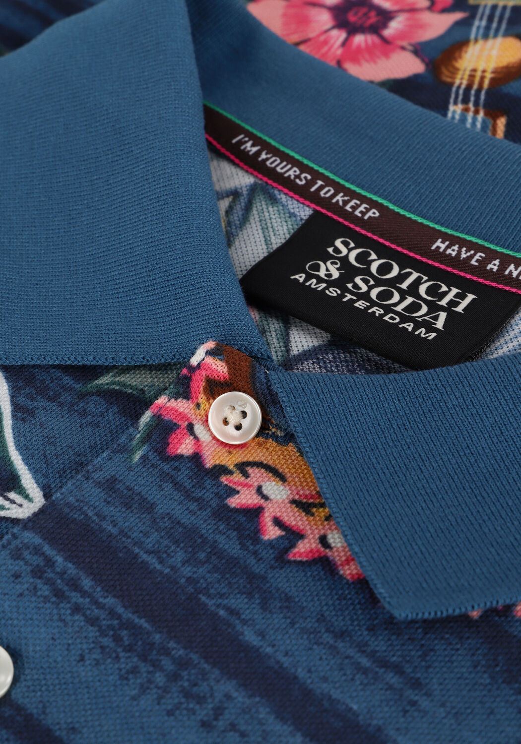 Blauwe SCOTCH & SODA Casual overhemd PRINTED PIQUE POLO IN ORGANIC COTTON - large