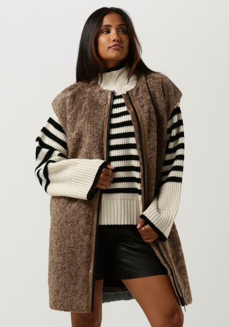 CO'COUTURE Gilet VERONIC FUR en marron - large