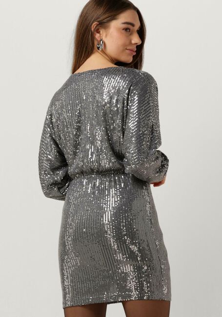 Zilveren COLOURFUL REBEL Mini jurk BELLE SEQUINS DEEP V-NECK MINI DRESS - large