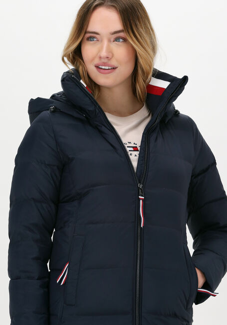 weduwnaar Margaret Mitchell Tektonisch Donkerblauwe TOMMY HILFIGER Gewatteerde jas GLOBAL STRIPE DOWN MAXI | Omoda