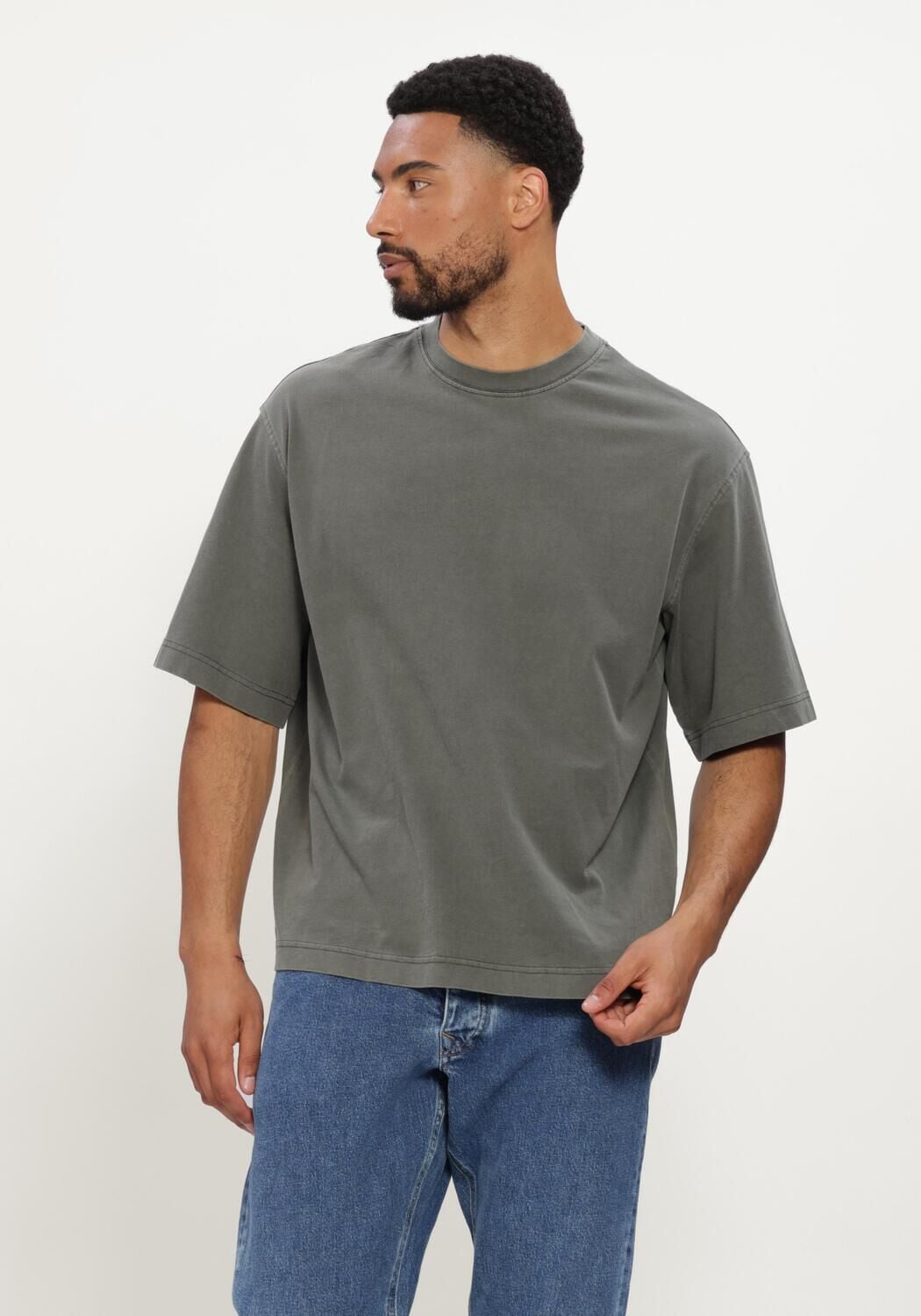 SELECTED MEN T-shirt SLHBOXYCORY SS O-NECK TEE Vert fonc&eacute; - large