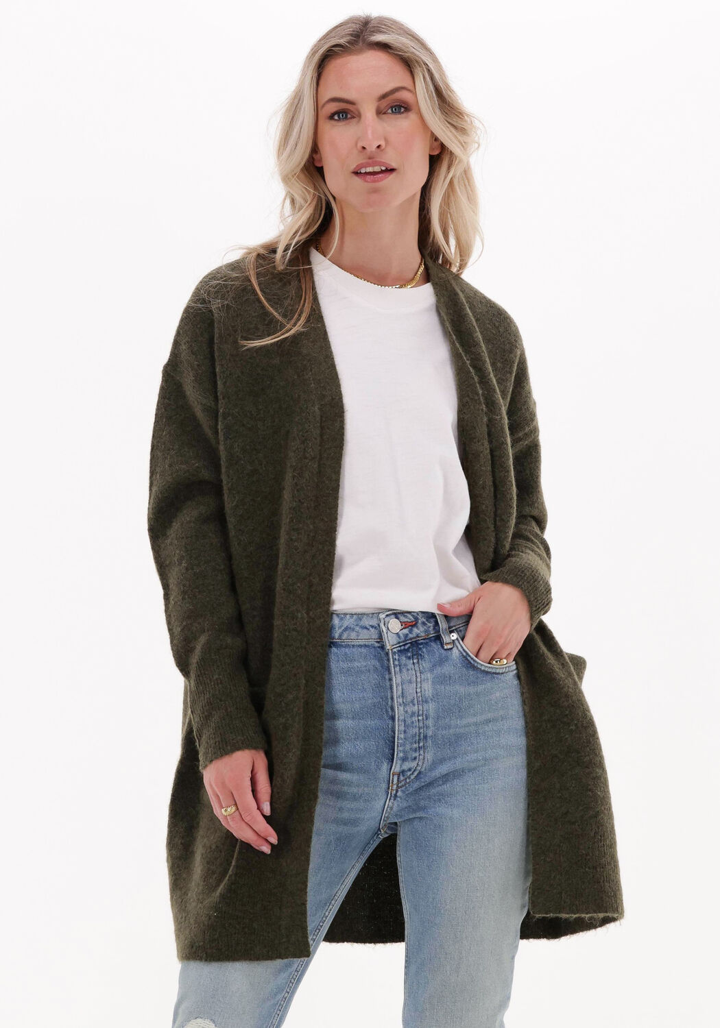 selected femme gilet lulu new ls knit long cardigan b en vert