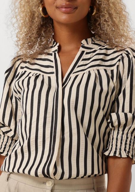 Creme NEO NOIR  DIANA CONTRAST STRIPE BLOUSE - large
