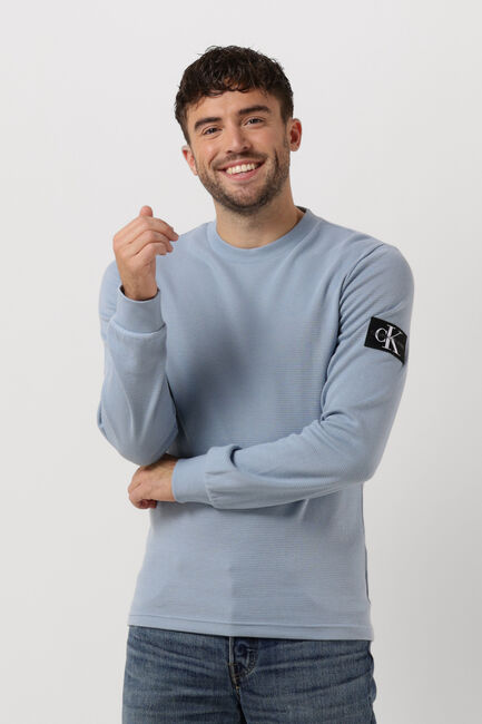 CALVIN KLEIN Chandail MONOLOGO BADGE WAFFLE LS TEE en bleu - large