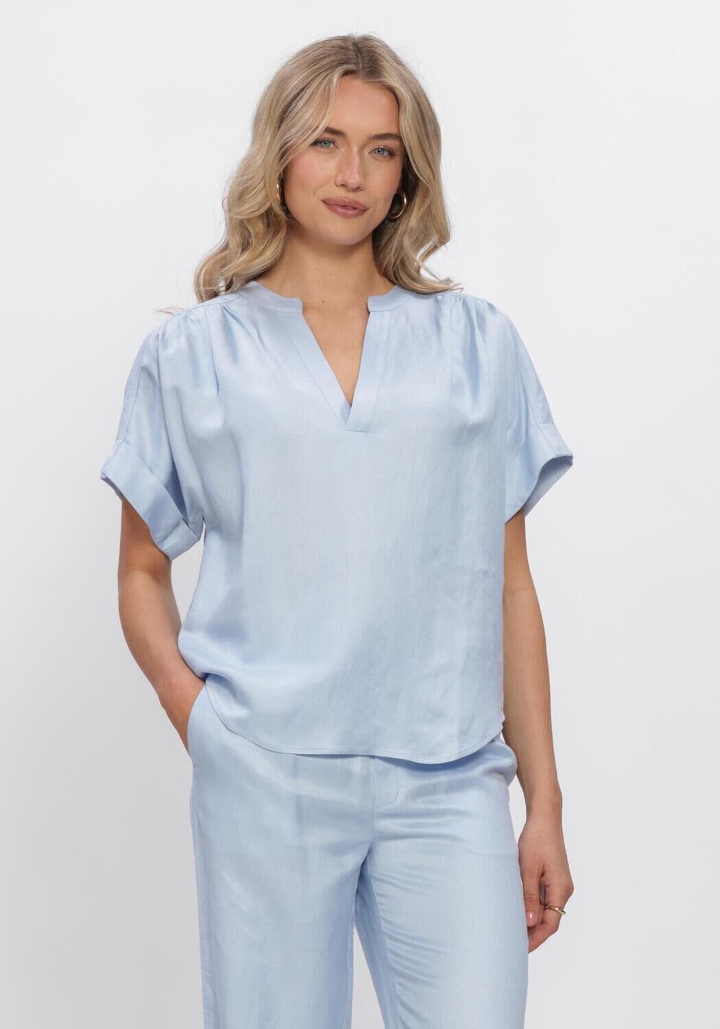 Blauwe MINUS  MSJUNO LINEN BLOUSE - large