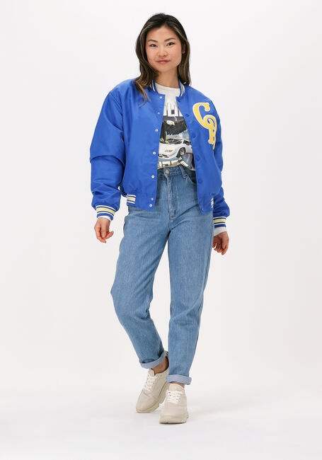 COLOURFUL REBEL Jack FELICIA PATCH SATIN BOMBER JACKET en bleu - large