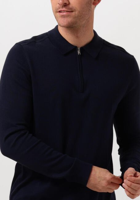 Donkerblauwe SELECTED HOMME Polo SLHBERG LS HALF ZIP POLO - large