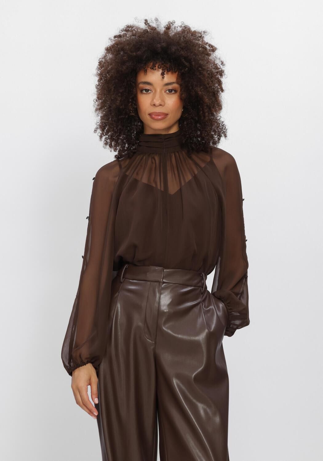 DANTE6 SONIA BOHO SLEEVE DETAIL BLOUSE Blouses en marron - large