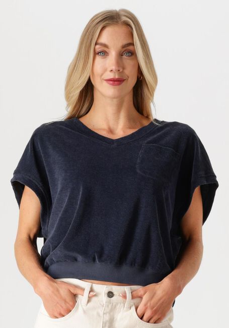 Donkerblauwe BY-BAR Top TYLER SLUB TOP - large