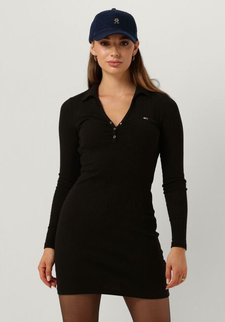 TOMMY JEANS Mini robe LS POLO DRESS en noir - large