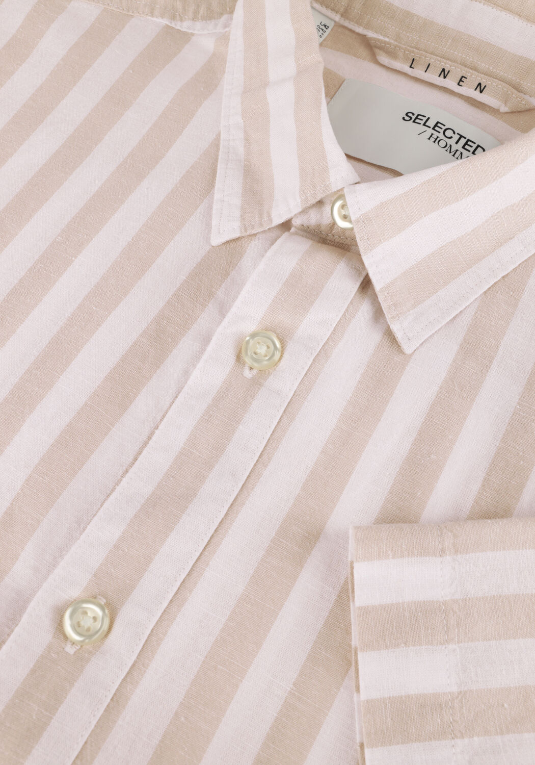 SELECTED MEN Chemise d&eacute;contract&eacute; SLHREG-SUN SHIRT SS NOOS en beige - large