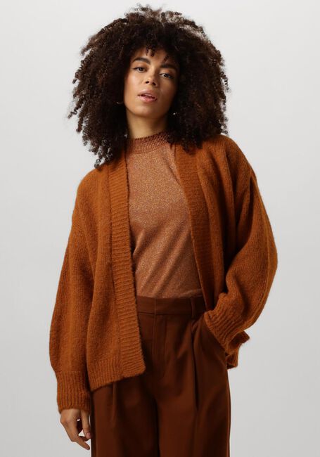 SUMMUM Gilet PUFF SLEEVE CARDIGAN COZY MELANGE KNIT en marron - large