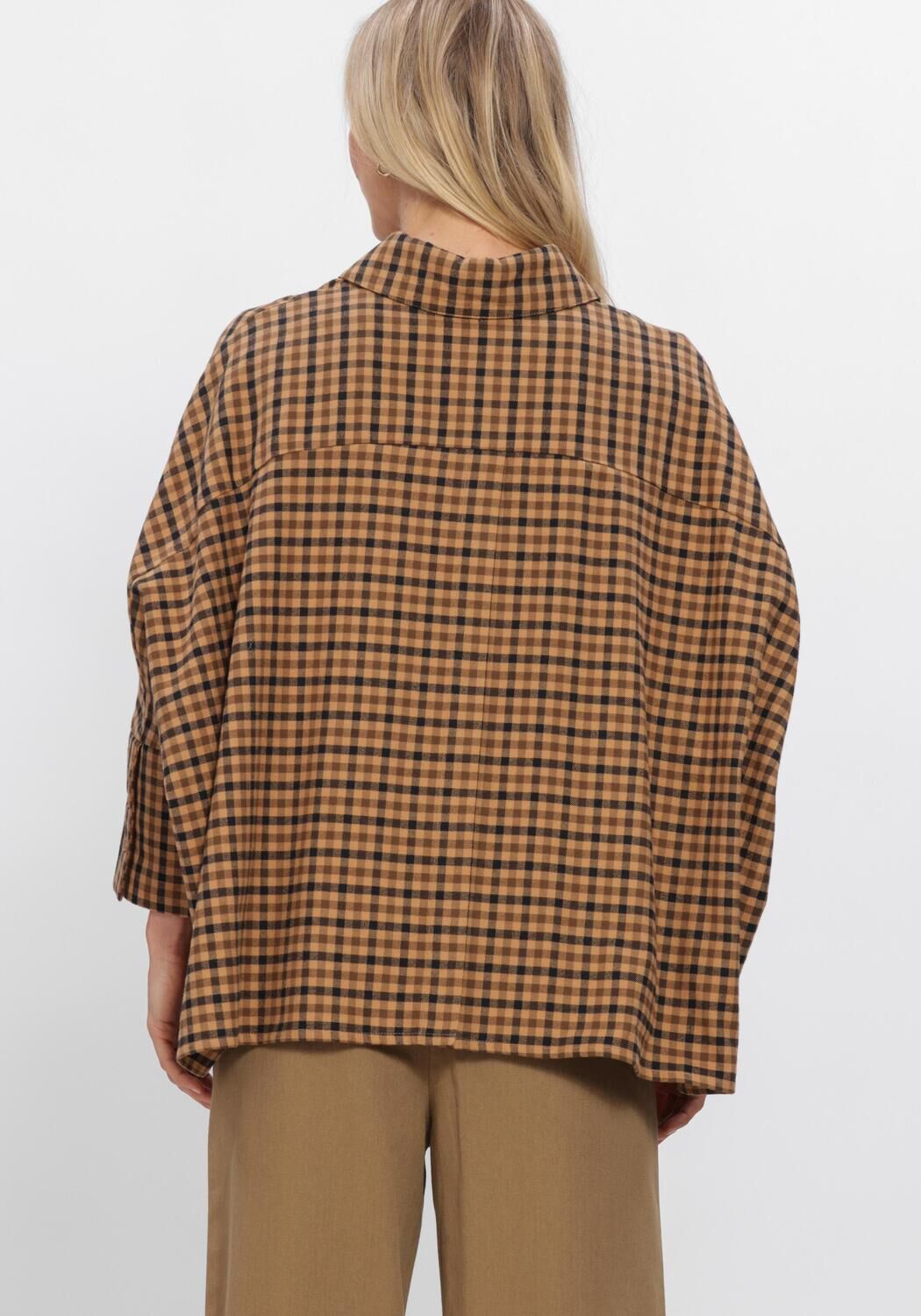 Camel WITHBLACK  WBLMADISON CHECK BAT SHIRT - large