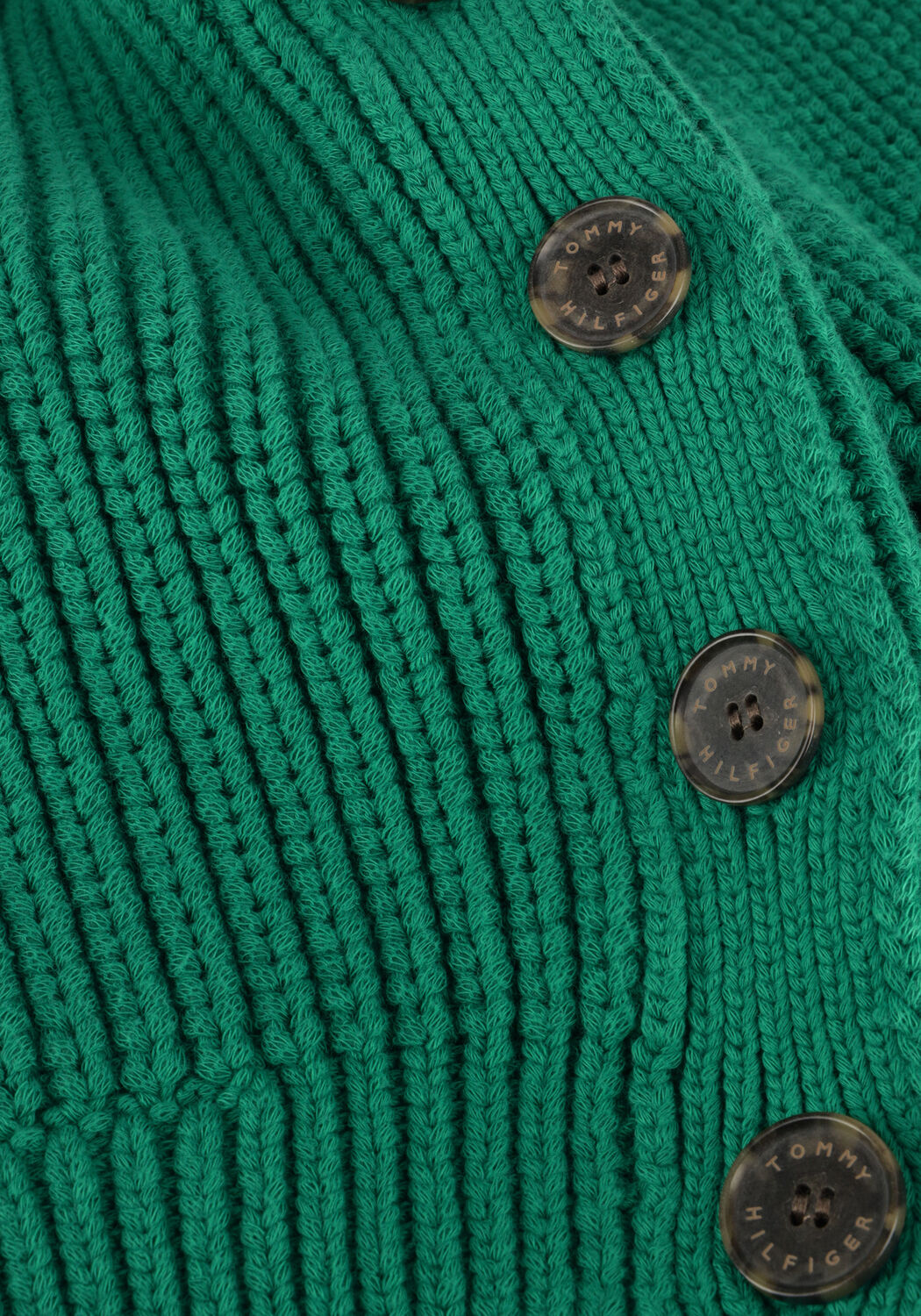 TOMMY HILFIGER Pull ORG COTTON BUTTON C-NK SWEATER en vert - large