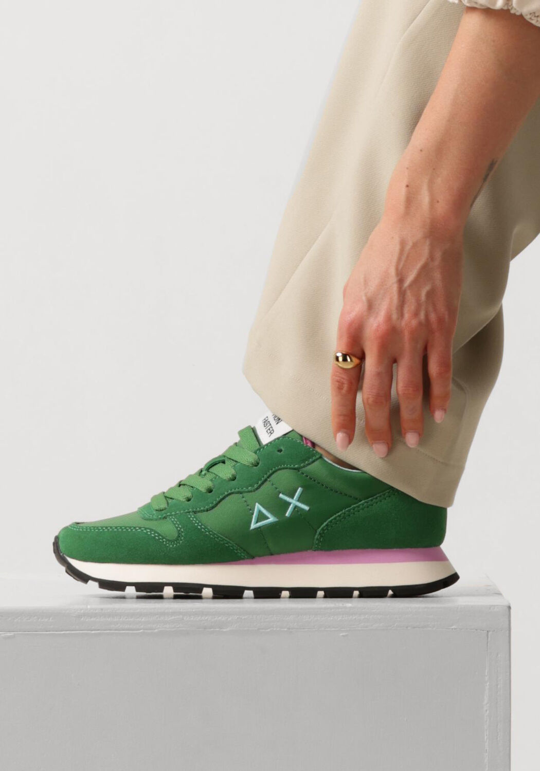 SUN68 Baskets basses ALLY SOLID NYLON en vert - large