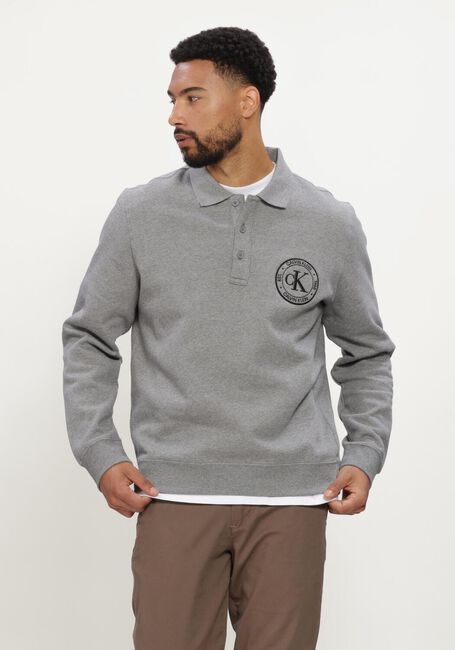 CALVIN KLEIN Polo LS 350TERRY EU GRAPHIC POLO SWEAT en gris - large