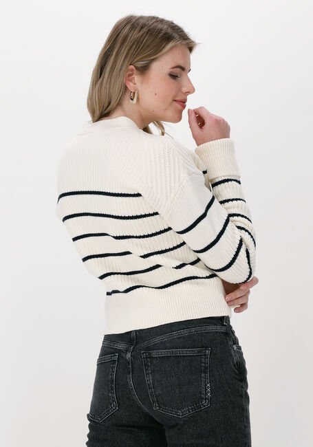 SCOTCH & SODA Gilet VNECK STRIPED CHUNKY RIB ORGAN Écru - large
