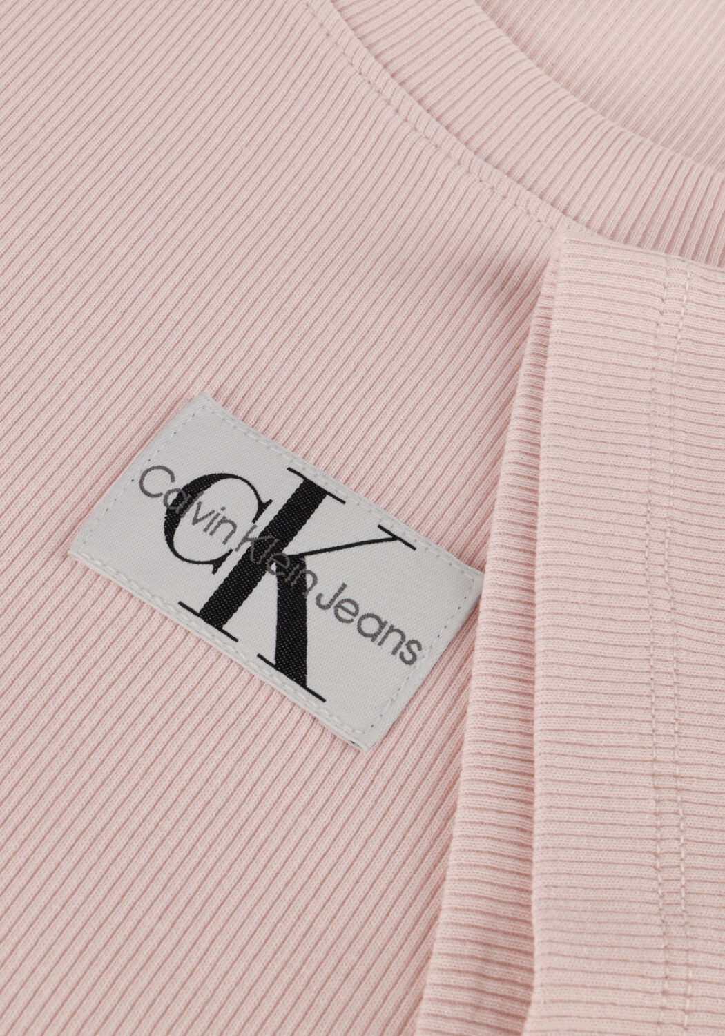 CALVIN KLEIN T-shirt WOVEN LABEL RIB SLIM TEE Rose clair - large