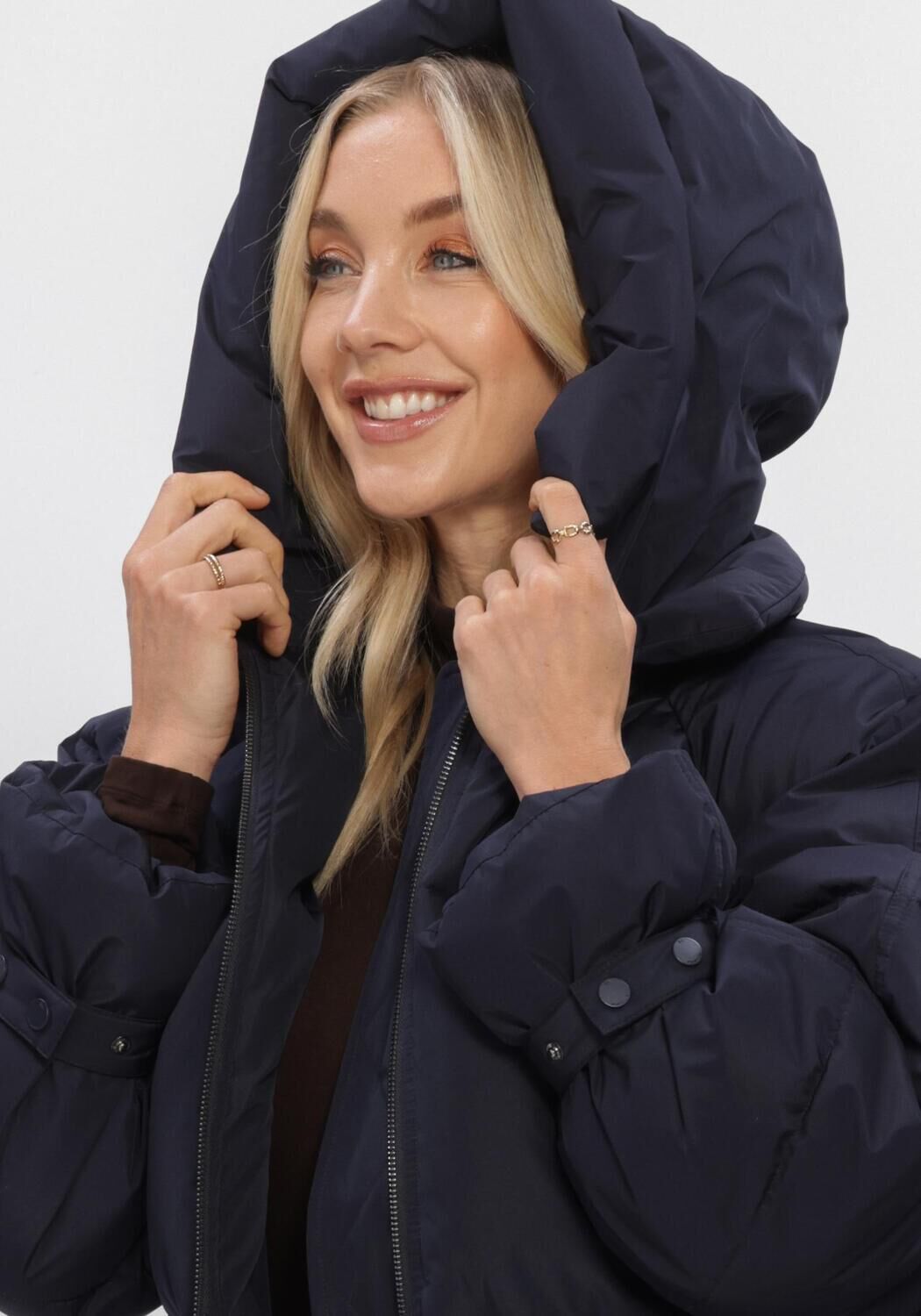 Donkerblauwe WITHBLACK Gewatteerde jas WBLKYLIE REAL DOWN JACKET - large