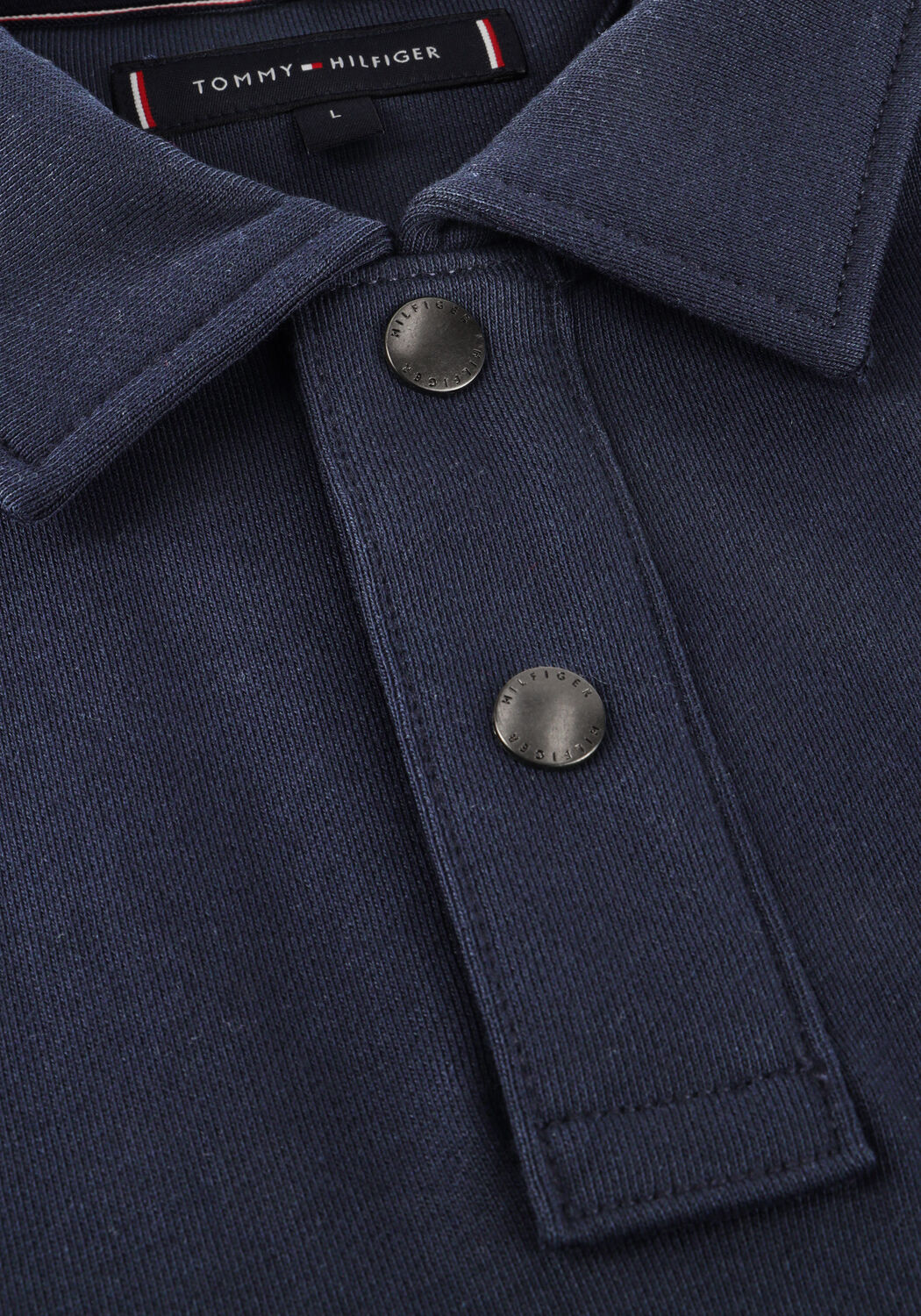 TOMMY HILFIGER Pull ESSENTIAL TERRY POLO SNAP SWEAT Bleu fonc&eacute; - large