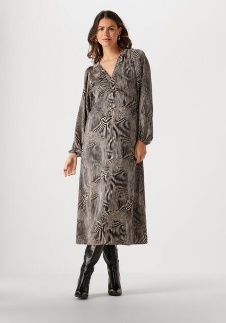 Zwarte NEO NOIR Midi jurk ISOABEL FLOATING WAVE DRESS - large