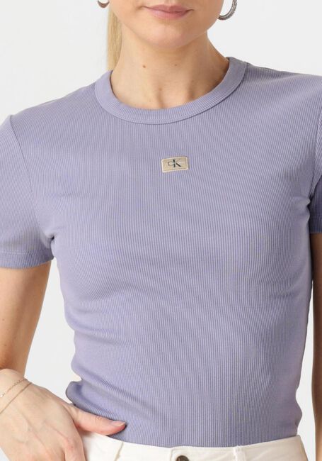 CALVIN KLEIN T-shirt WASHED WOVEN LABEL RIB FIT TEE Lilas - large