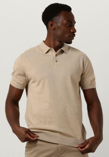 SELECTED HOMME Polo SLHBERG SS KNIT POLO NOOS en beige - large