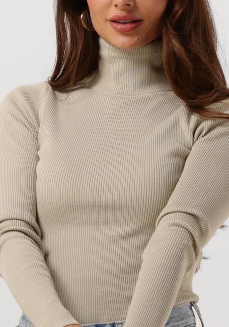 CALVIN KLEIN Col roulé WOVEN LABEL ROLL NECK SWEATER en beige - large