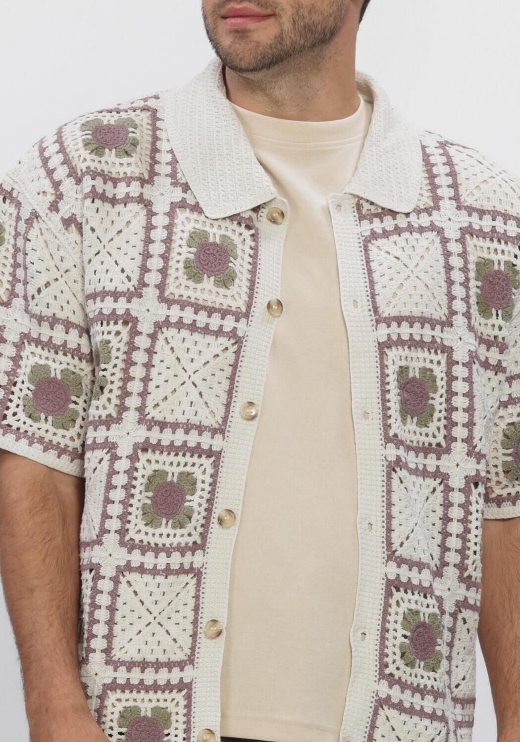 Ecru DSTREZZED Casual overhemd SHANE CROCHET SHIRT - large