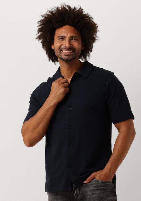 Donkerblauwe PURE PATH Casual overhemd SHORTSLEEVE SHIRT BUTTON UP - large
