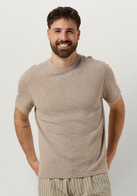 SELECTED HOMME T-shirt SLHBERG LINEN SS KNIT TEE NOOS en beige - large
