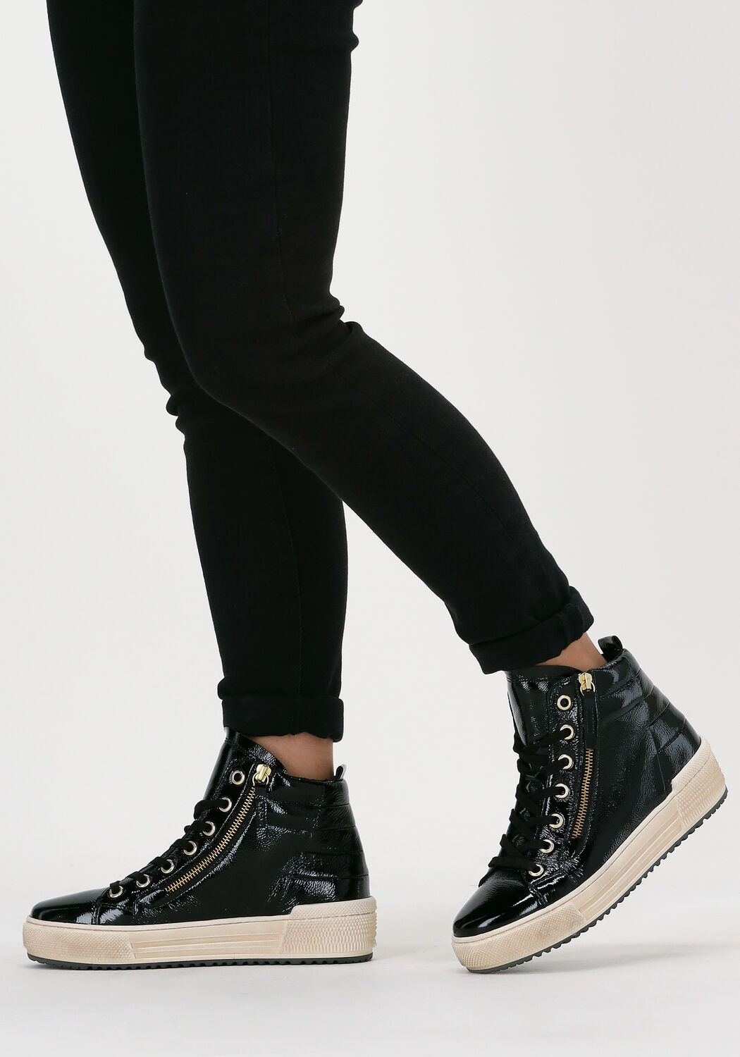 Zwarte sneakers dames hoge zool discount