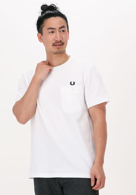 Witte FRED PERRY T-shirt POCKET DETAIL PIQUE SHIRT - large