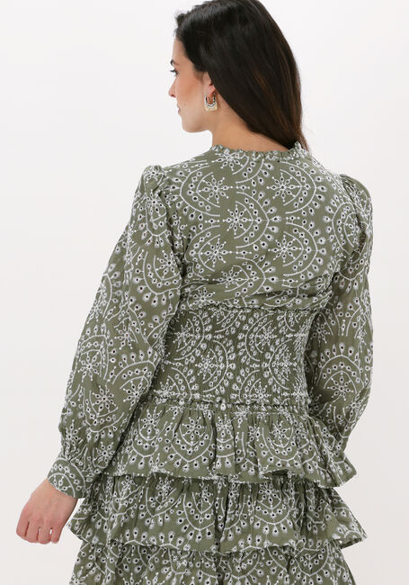 COLOURFUL REBEL BOWIE BRODERIE ANGLAISE SMOCK TOP Blouses en vert - large