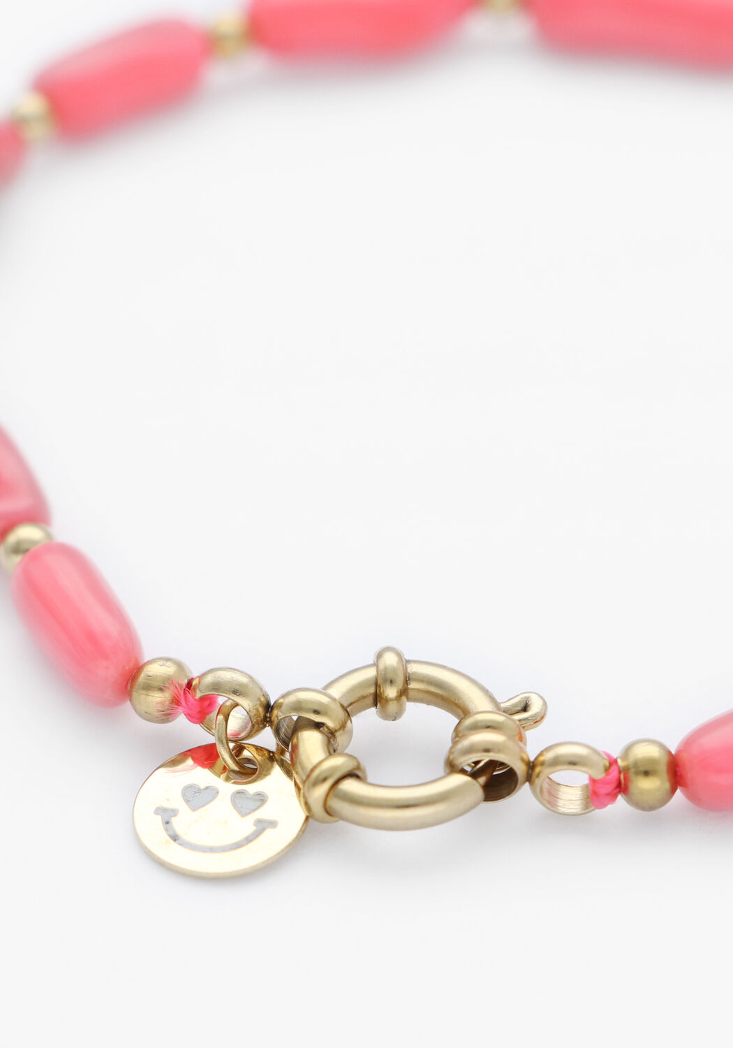 Koraal BONNIE STUDIOS Sieraad TOMMY GOLD PINK BRACELET - large