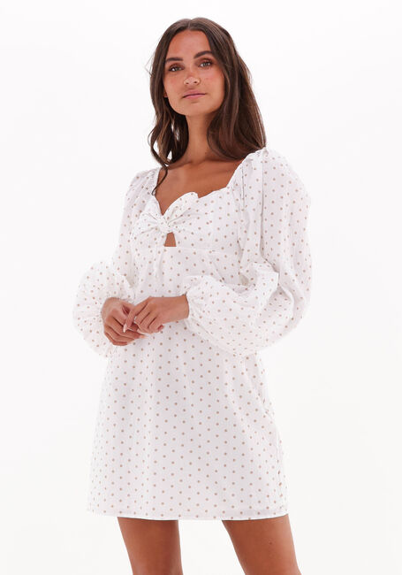 NA-KD Mini robe TIE FRONT BALLOON SLEEVE DRESS en blanc - large