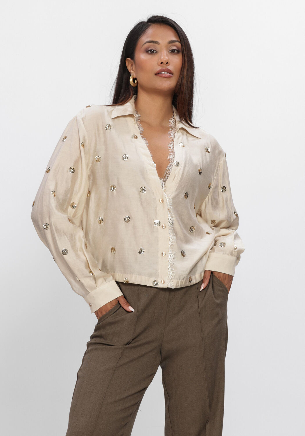 Creme NUKUS  ANIKA BLOUSE PAILLET - large