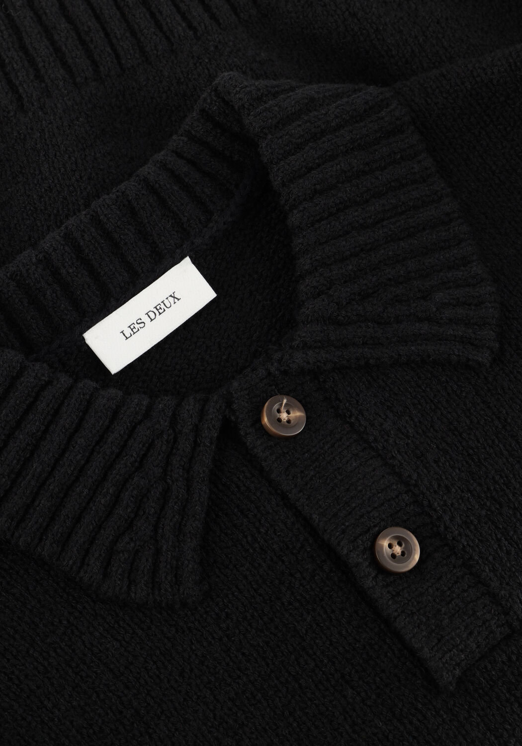 LES DEUX Pull BRAD RUGBY POLO KNIT KIDS en noir - large