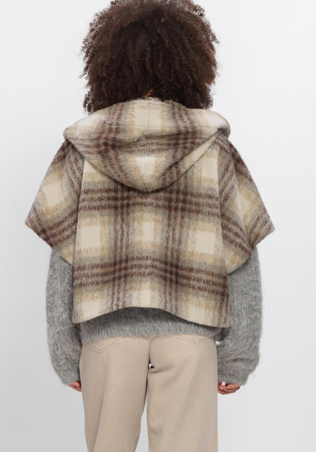 DANTE6 Jack LUNETTA CHECK CAPE COAT en beige - large